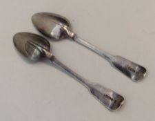 DUBLIN: A pair of fiddle pattern silver teaspoons