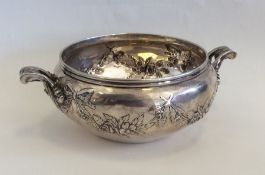 An unusual Continental silver two handled bowl emb