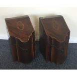 A good pair of Georgian shaped knife boxes with fi