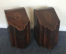 A good pair of Georgian shaped knife boxes with fi