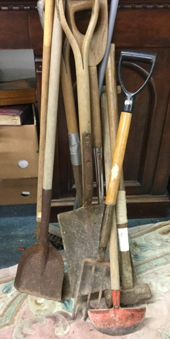 A quantity of garden tools.