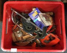 A box containing old steel and other spanners.