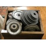 A box containing belt pulleys.