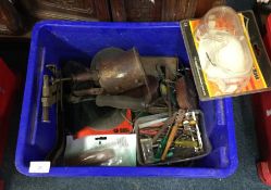 A box containing old steel and other spanners.