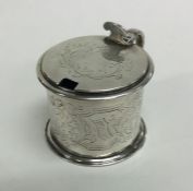 A Victorian silver hinged top mustard pot. London