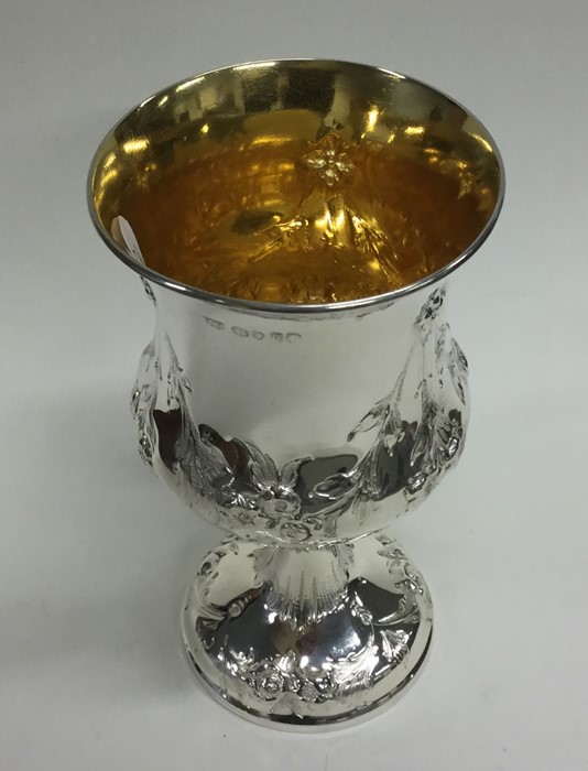 A chased Victorian silver goblet with gilt interio - Image 2 of 2