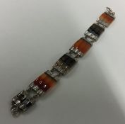 A silver and agate Scottish bracelet with engraved