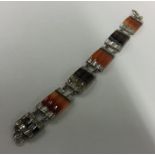 A silver and agate Scottish bracelet with engraved