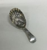 A Scottish silver caddy spoon with fluted bowl. Ap