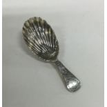 A Scottish silver caddy spoon with fluted bowl. Ap