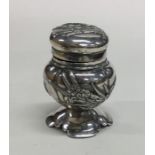 An unusual silver mustard pot of Japanese form. Ap
