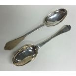 A pair of early 18th Century silver dog nose spoon