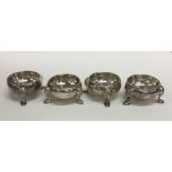 A rare set of four Provincial (?) silver salts. Pu