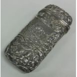 A rare double sided silver cheroot case with castl