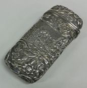 A rare double sided silver cheroot case with castl