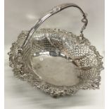 A good Georgian silver swing handled basket with c