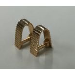 A pair of heavy French 18 carat rose gold cufflink