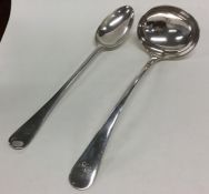 A large silver plated OE pattern basting spoon tog