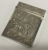 A heavy good quality Indian silver card case embos
