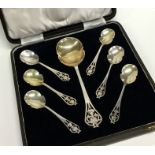 A good boxed set of silver fruit spoons. Sheffield