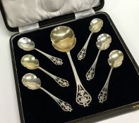 A good boxed set of silver fruit spoons. Sheffield