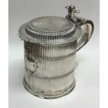 A rare 17th Century flat lidded tankard of fluted