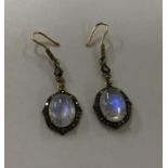 A pair of rose diamond mounted drop earrings with
