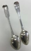 EXETER: Two large fiddle pattern silver tablespoon
