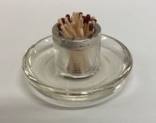 A silver and glass mounted match holder / lucifer.