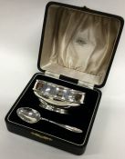 A cased silver two piece christening set. Sheffiel