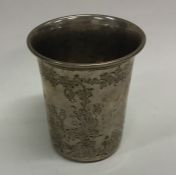 A Continental silver tapering beaker decorated wit