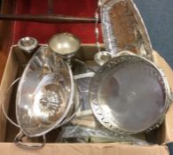 A box containing silver plated items. Est. £10 - £