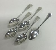 A set of six Georgian silver teaspoons. London. By