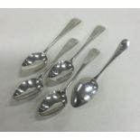 A set of six Georgian silver teaspoons. London. By