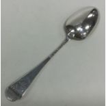 A Georgian silver Hanoverian pattern tablespoon. L