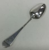 A Georgian silver Hanoverian pattern tablespoon. L