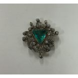 A rare triangular emerald and diamond Antique pend