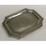 A George III bright cut silver teapot stand with c