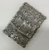 A large castle top silver card case depicting Wind