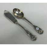A Kings' pattern silver butter knife together with