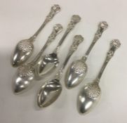 A good set of six Georgian dessert spoons with cre