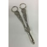 An unusual pair of silver hunting grape scissors w