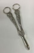 An unusual pair of silver hunting grape scissors w