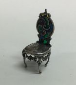 A Continental silver mounted miniature chair decor