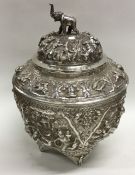 A fine quality massive Burmese silver caddy profus