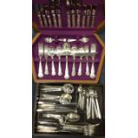 A Kings' pattern silver plated cutlery set togethe