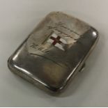 A silver and enamelled cigarette case. Approx. 107