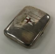 A silver and enamelled cigarette case. Approx. 107