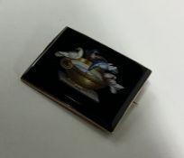 A gold framed micro-mosaic brooch of rectangular f