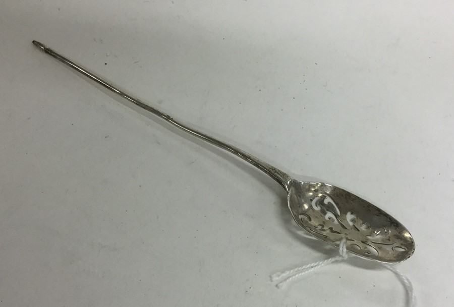 A Georgian silver mote spoon with pierced bowl. Ap